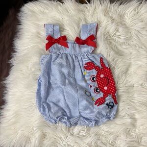 Goodlad Crab Seersucker Striped Baby Romper
